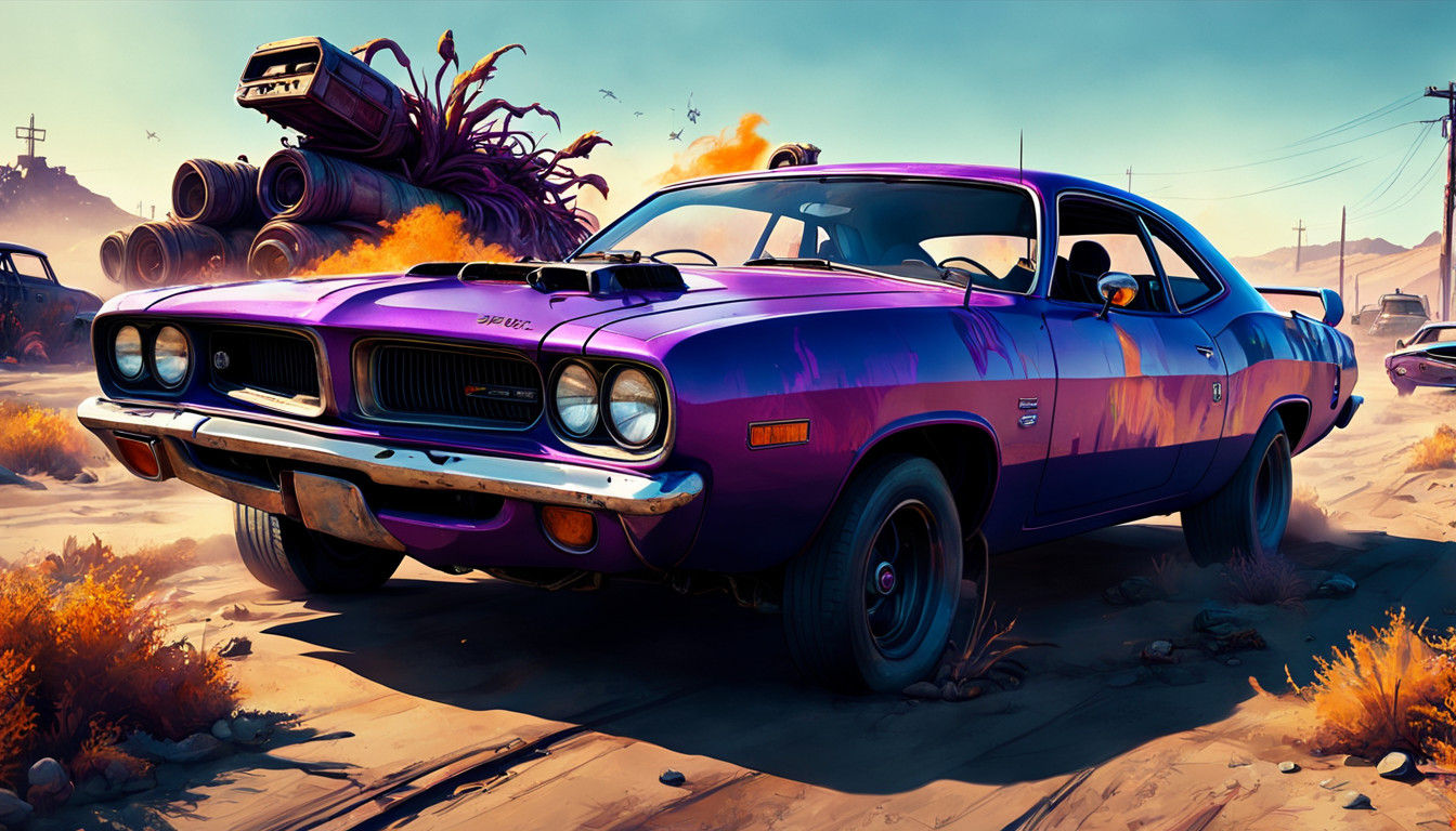 Mad Max Dystopian Landscape with Mutated Plantlife and Speed...