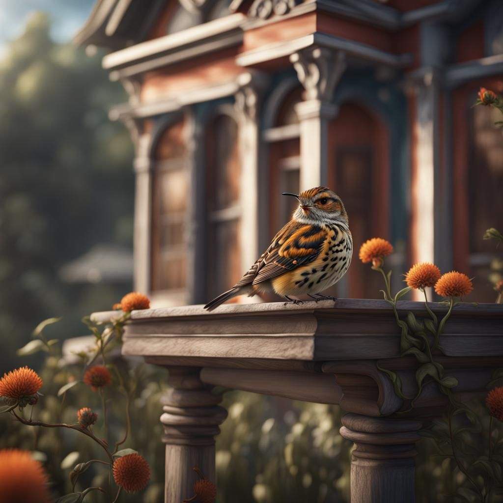 Painted Lady Butterfly on a House: Detailed Matte Painting