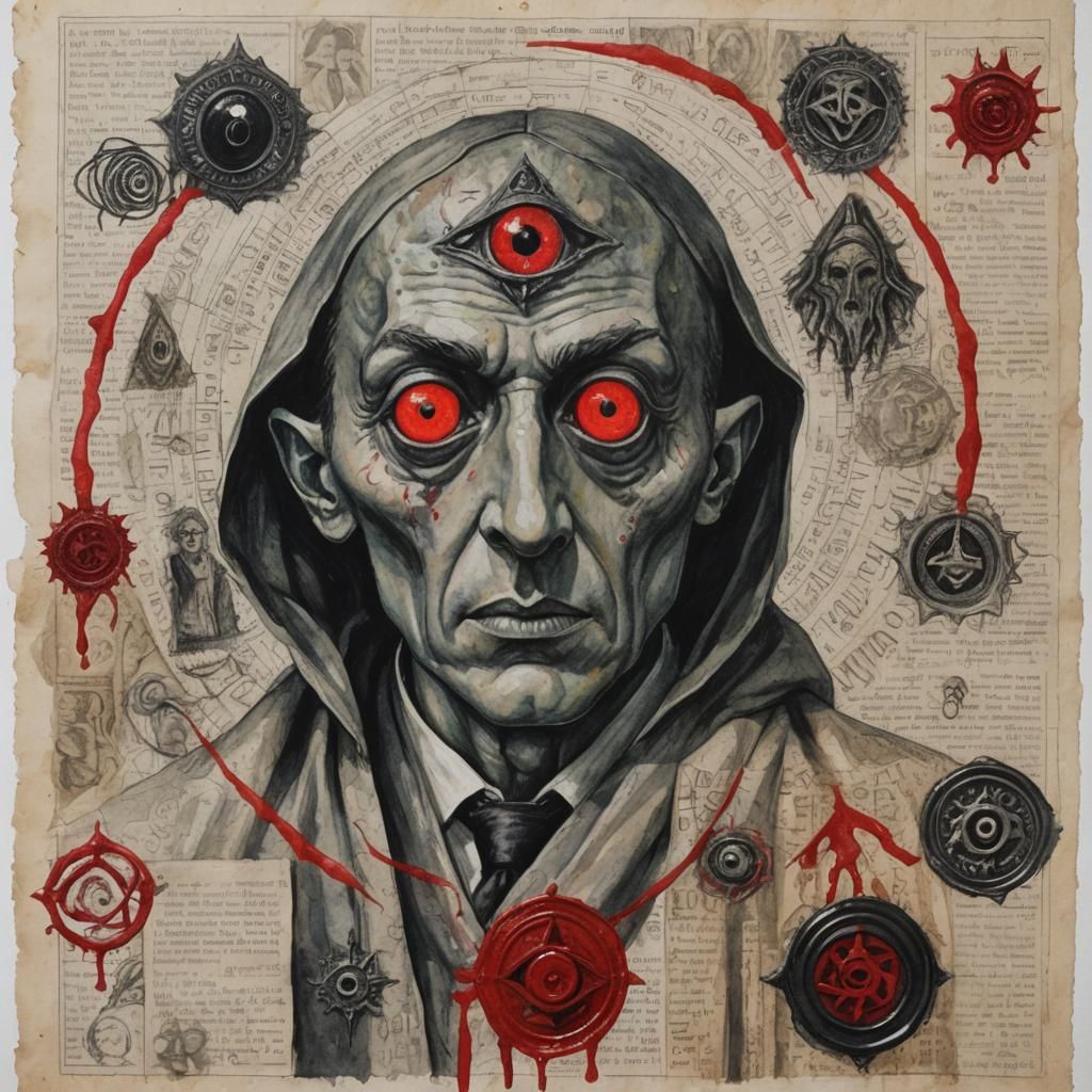 Occult Cultist Portrait in Mixed Media