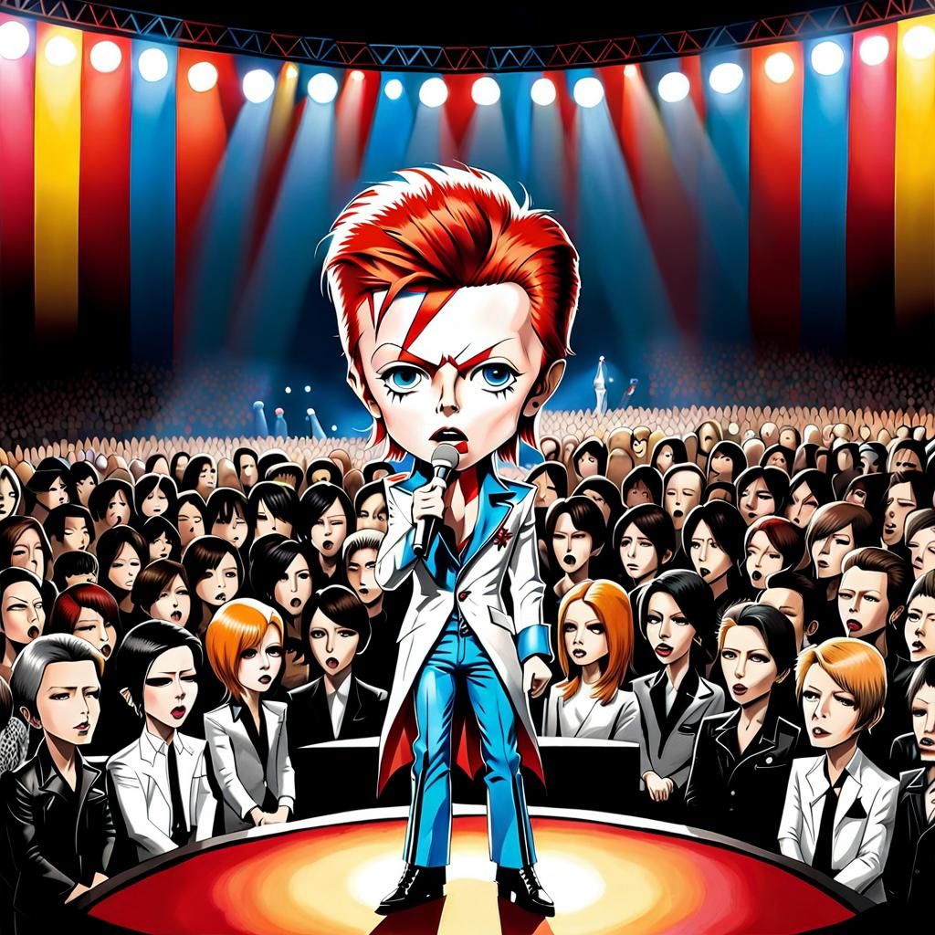 David Bowie as Ziggy Stardust: Chibi Pencil Art