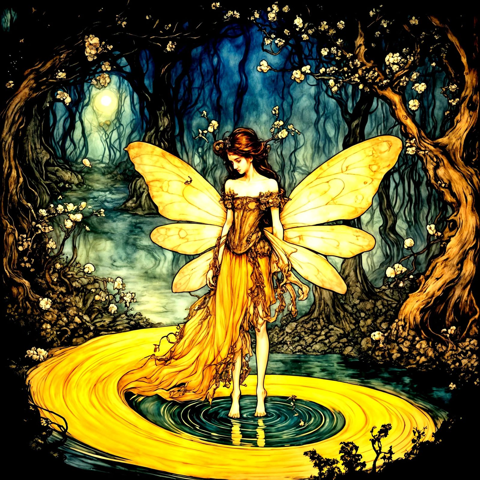 Fantasy fairy place by Arthur Rackham