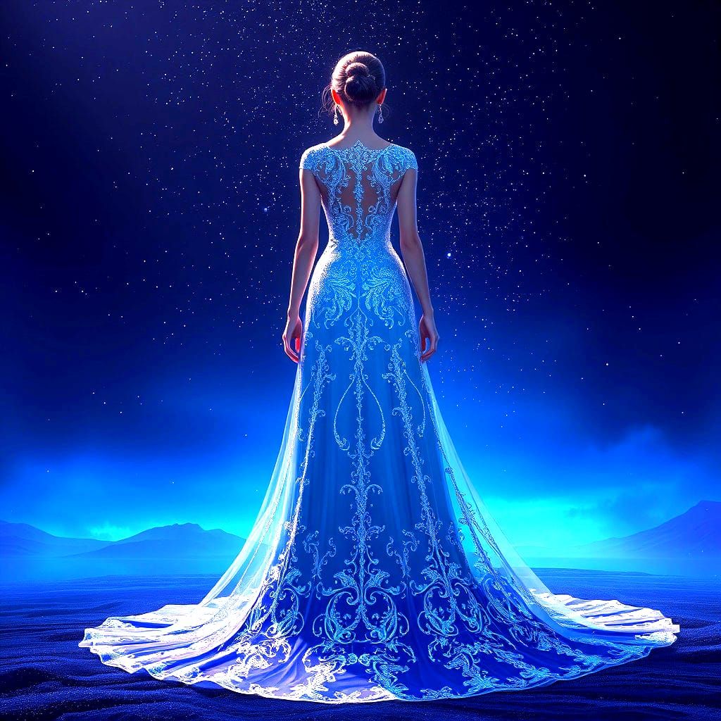 Glittering Empire Dress in Detailed Matte Painting