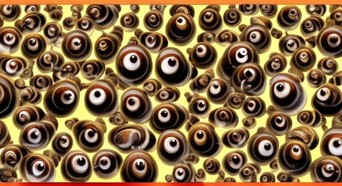 Snails' Celebration: Colorful Ink Flow, Detailed Gouache Pai...