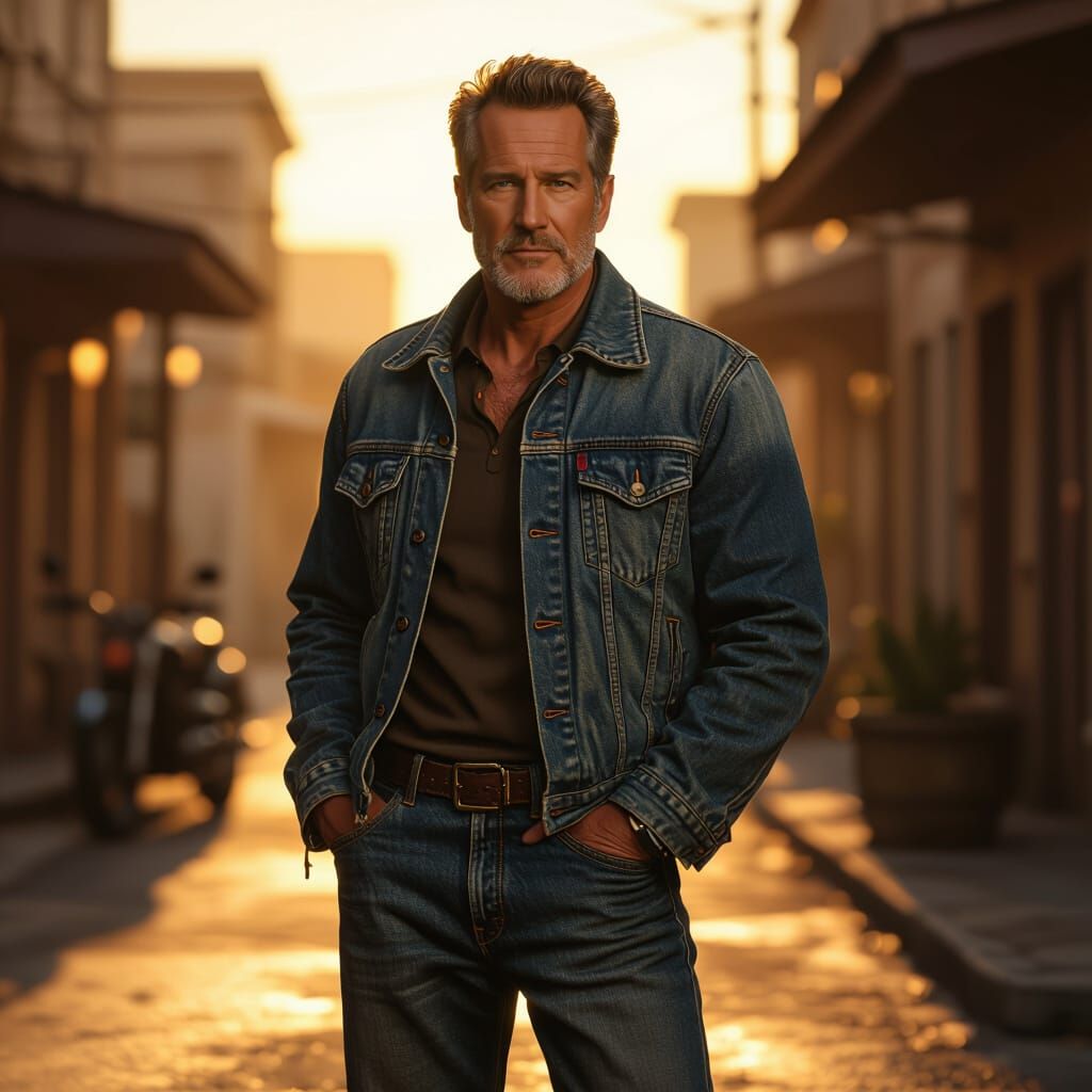 Paul Newman in Golden Light: Realistic Cinematic Portrait