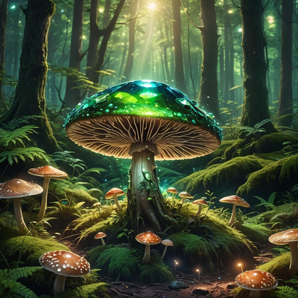 Mystical Mushroom in Anime Style with Jewel Top