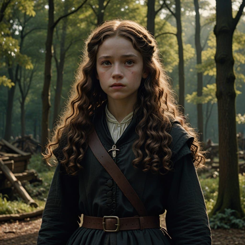 Colonial American Girl in Cinematic Film Still