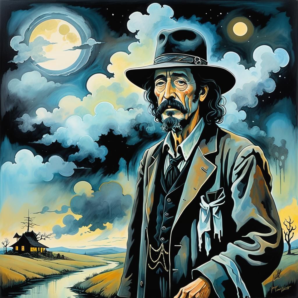 Dystopian Portrait of Kinky Friedman as Oil Painting