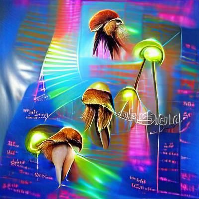Bioluminescent Mushrooms in Alien Landscape