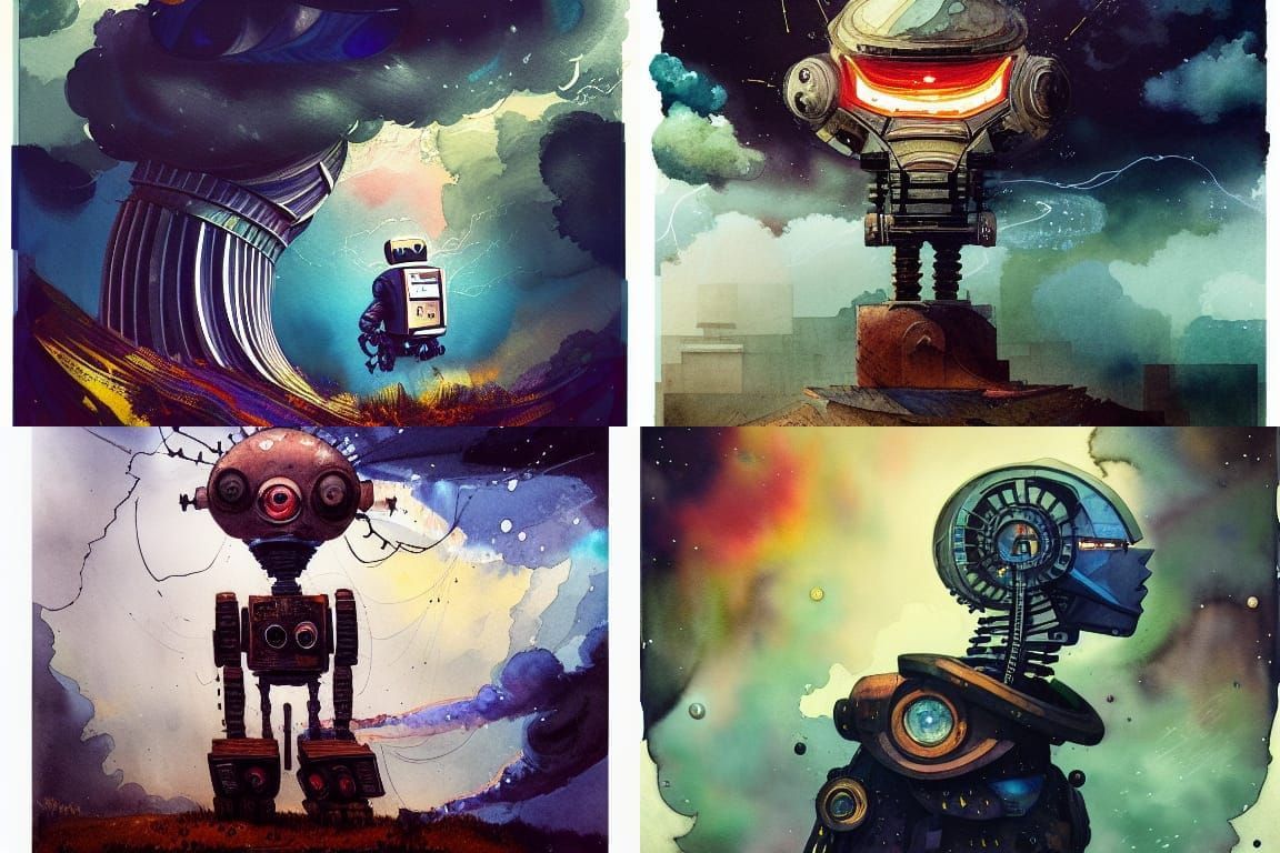 Lonely Robot School Portrait in Renaissance Style