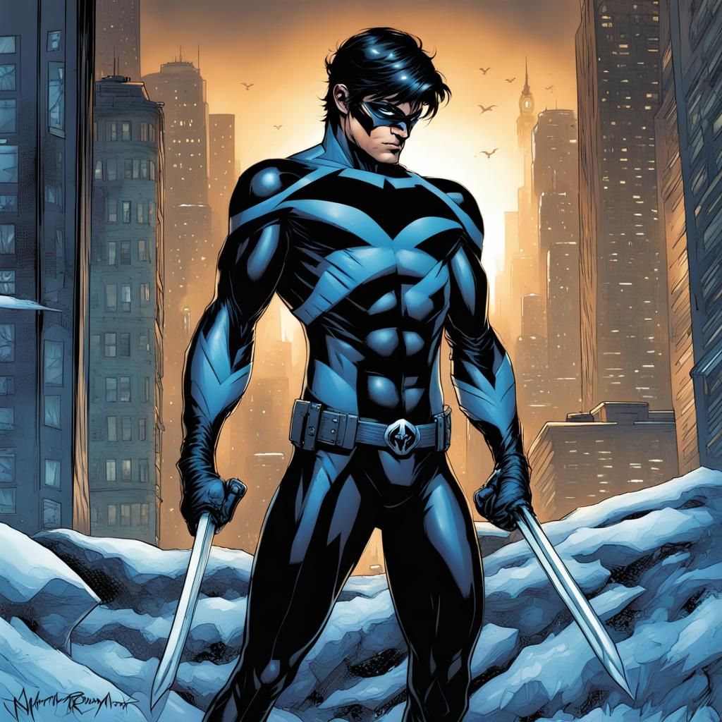 Nightwing Comic Book Art by Brooks and Mumford