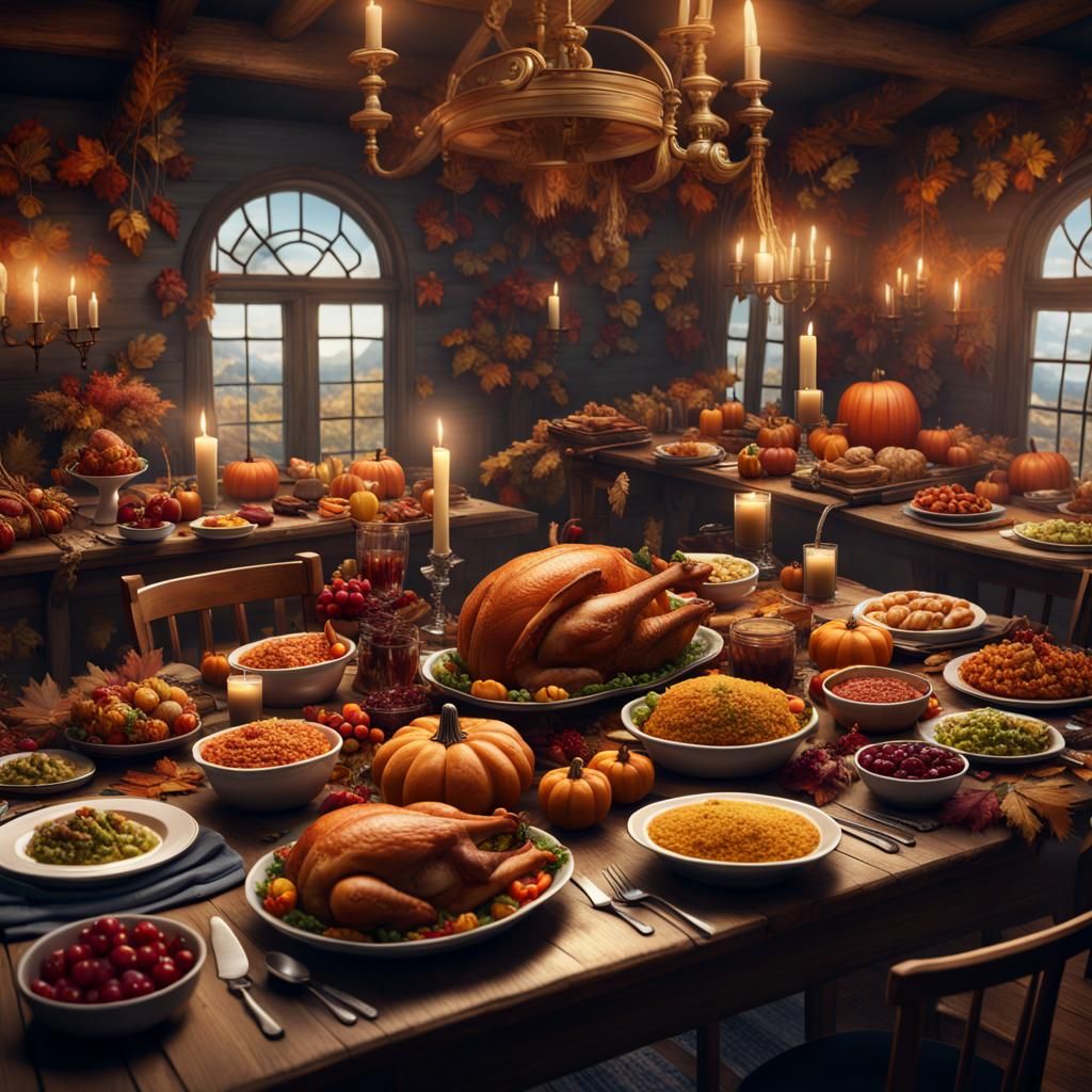 Thanksgiving Feast: A Detailed Matte Painting