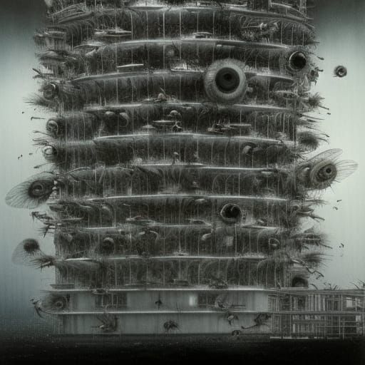 Futuristic Megacity Hive in Hyperreal Surrealism Style