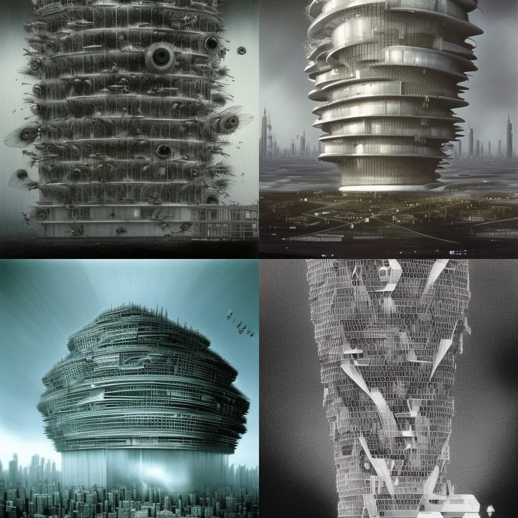 Futuristic Beehive Megacity in Hyperrealistic Style
