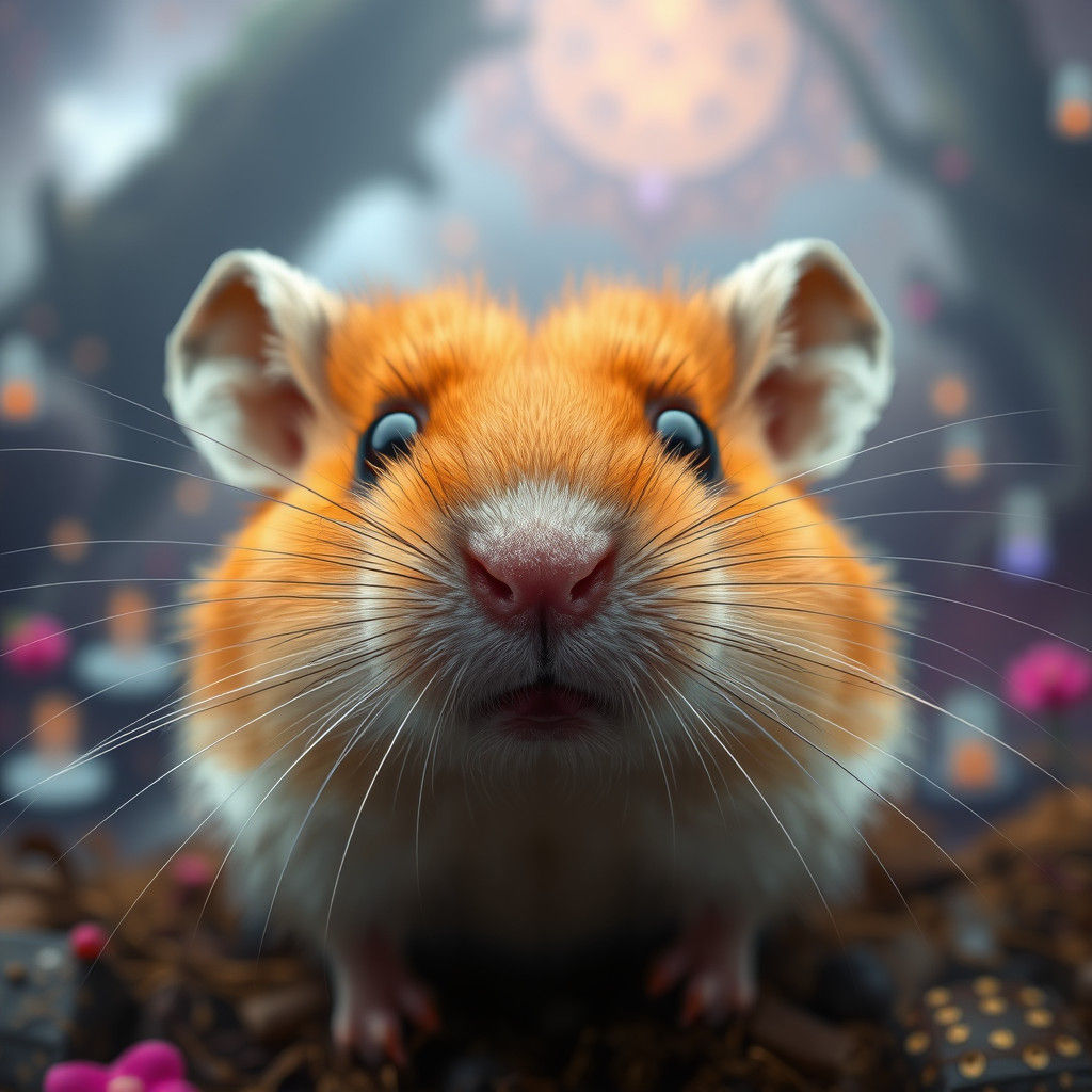 Hyper-Realistic Hamster Face in Fantasy Art Style