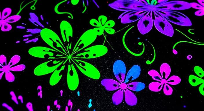 UV Blacklight Paint Splatter Flower Art
