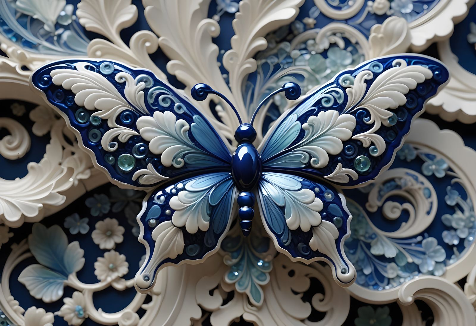 Sea Glass Butterfly Sculpture: Mythical Ocean Glass Art