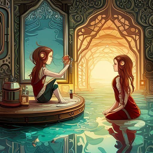 Abstract Reflective Image with Vibrant Colors