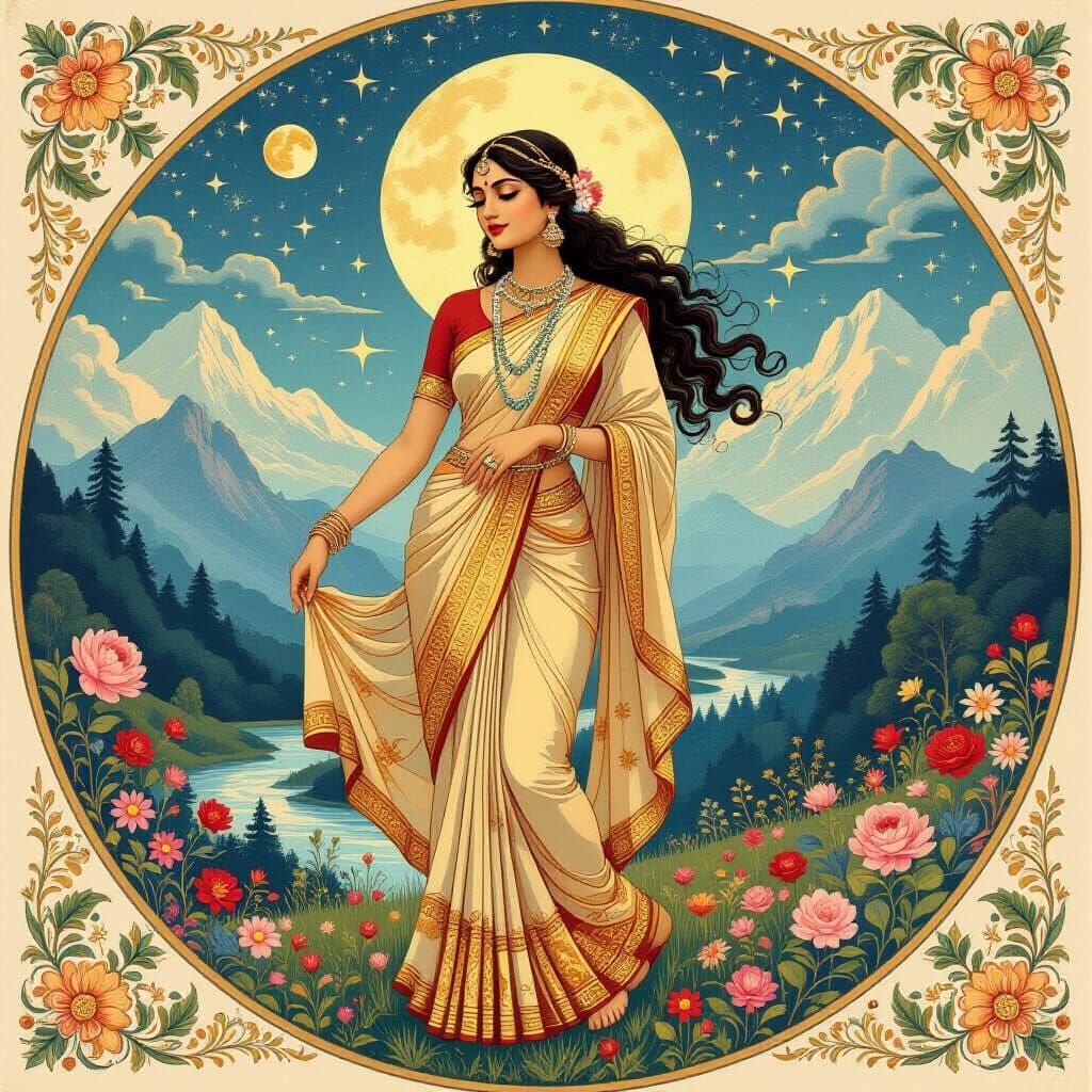 Ethereal Mother Nature in Flowing Sari