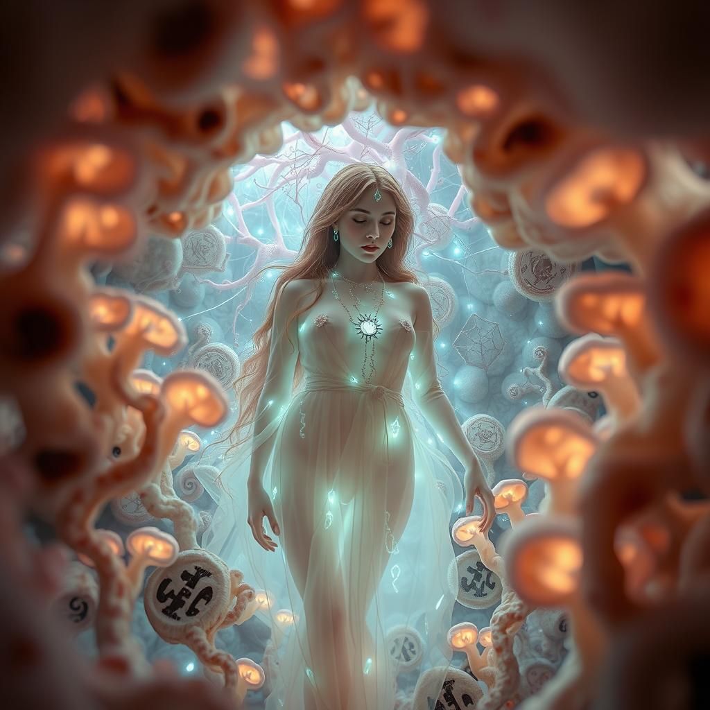 Ethereal Mystical Forms in Luminous Mycelium Network