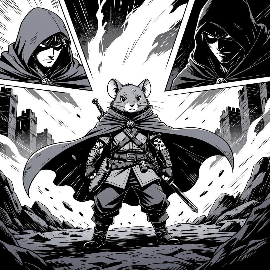Manga Page: Finn the Mouse Wanderer in Epic Battle