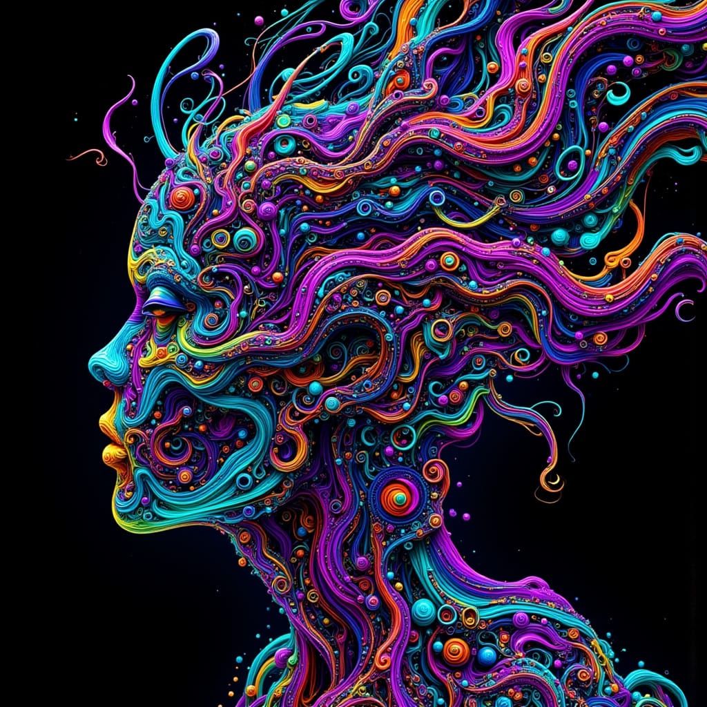 Neon Godhead Portrait in Neon Noir Style