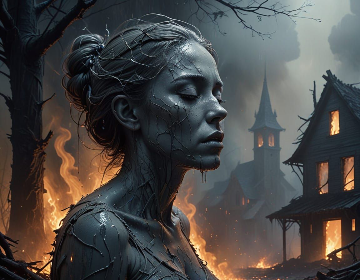 Soulful Despair: A Weeping Woman's Inner Turmoil