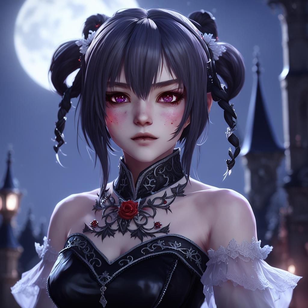 Anime Vampire Princess in Detailed 3D Art