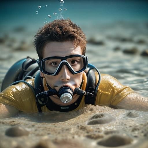 Scuba Diver Sinking in Quicksand: Professional Photography