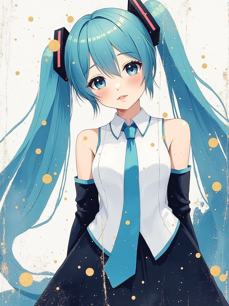 Hatsune Miku in Ethereal Oil Painting Style