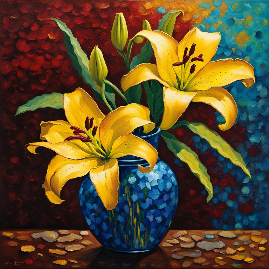 Yellow Asiatic Tango Lily : Maroon Freckles : Burgundy Throa...