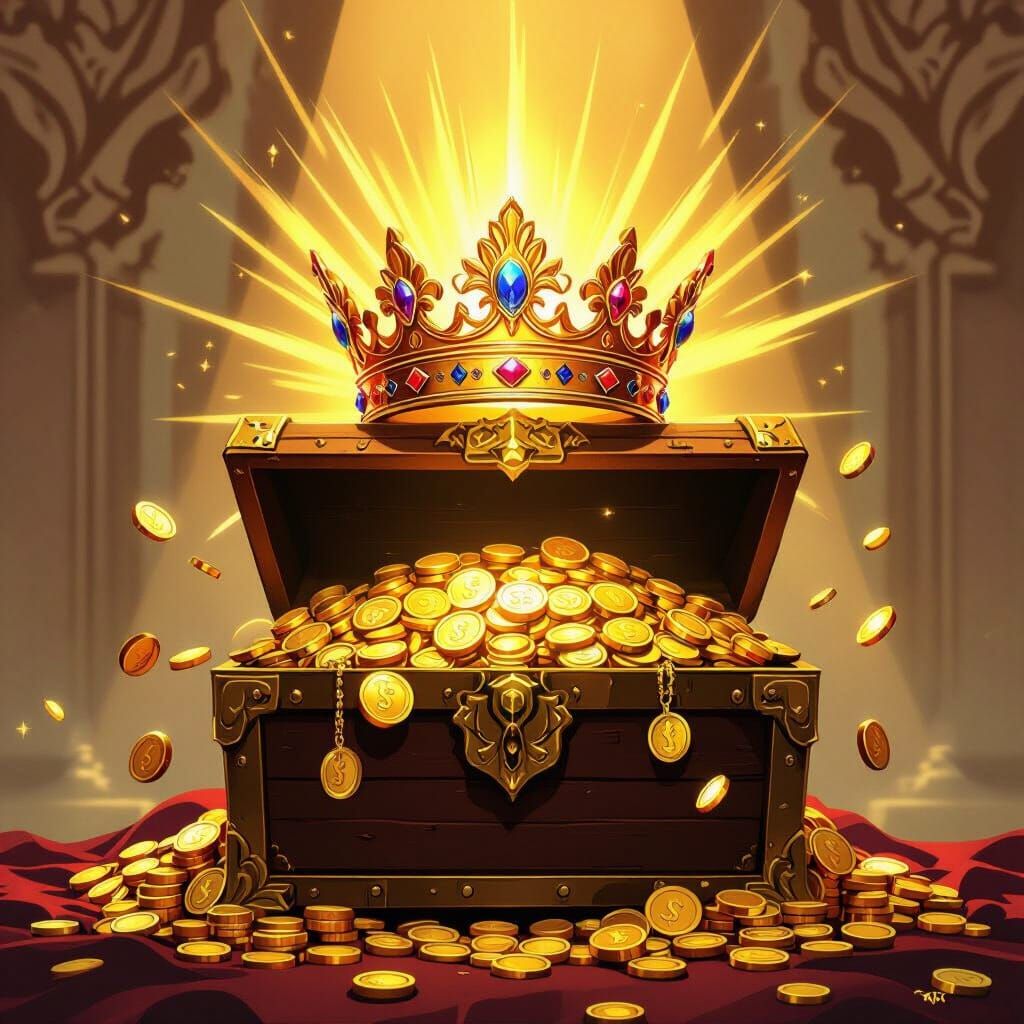 Power as Wealth Symbolized by Crown and Treasure