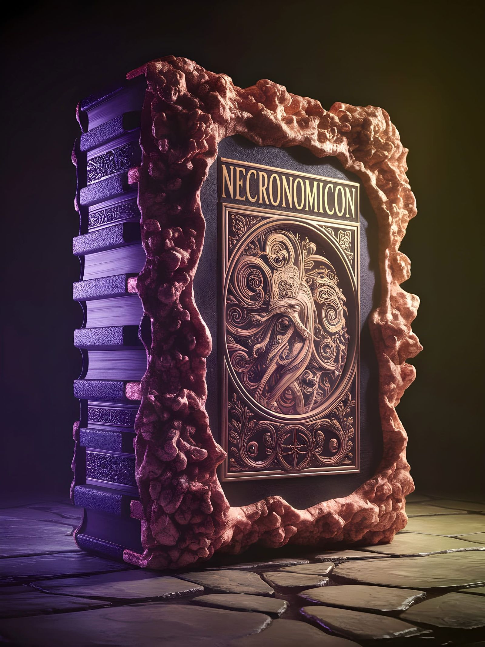 Necronomicon Grimoire in Art Nouveau Style
