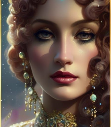 Rococo Lady with Pearls and Gems Portrait