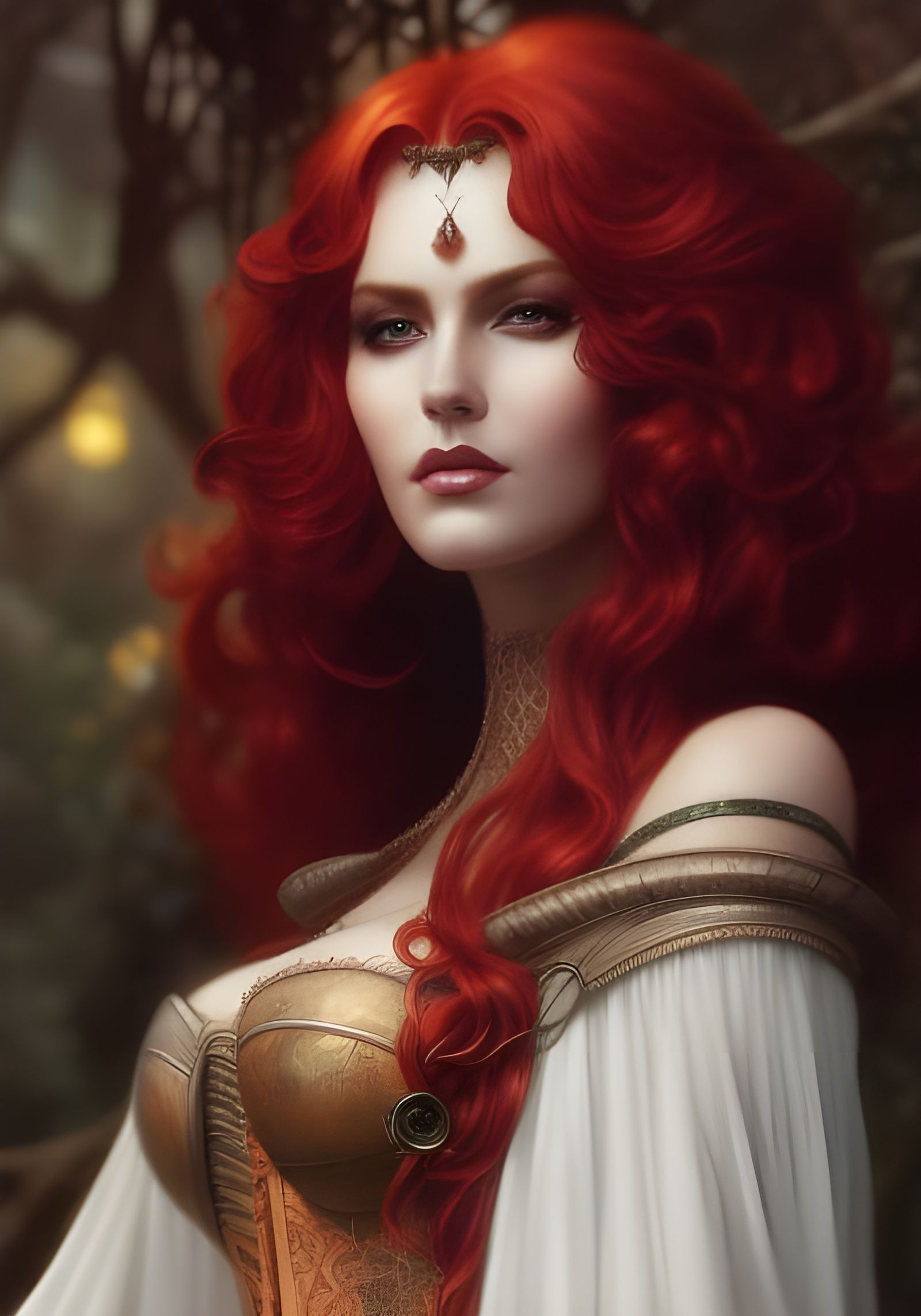 Red Haired Hedge Witch Digital Painting