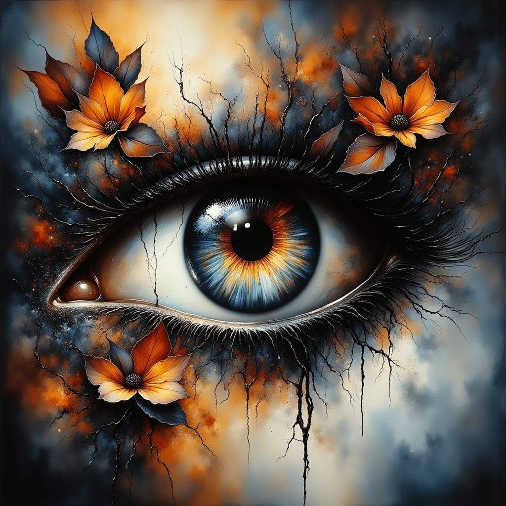 Mystical Broken Eye in Ethereal Oil Painting