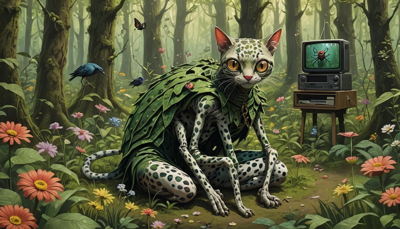 Whimsical Creature in Forest, Fantasy Art