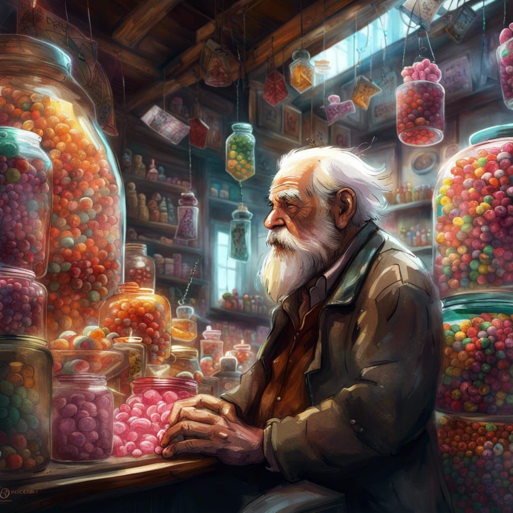 Detailed Candy Shop Portrait in Hyperrealistic Style