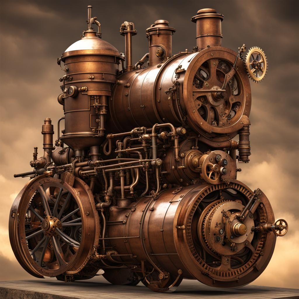 Detailed Steampunk Engine Digital Art
