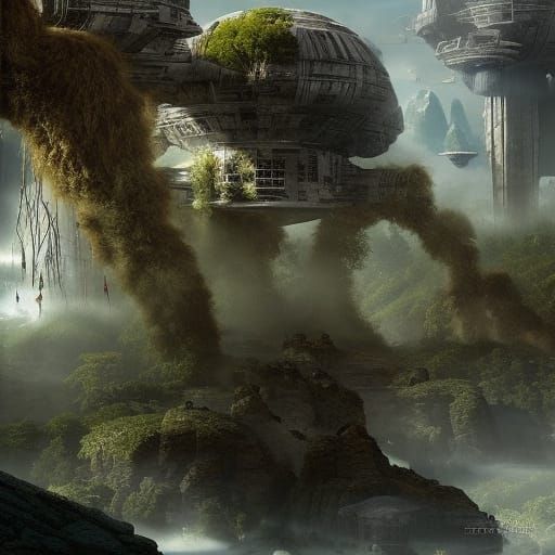 Borg Attack on Wookiee Planet: Epic Digital Matte Painting