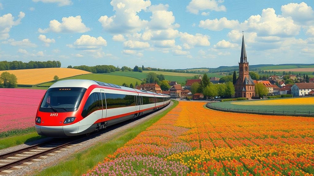 French Countryside TGV in Impressionistic Style