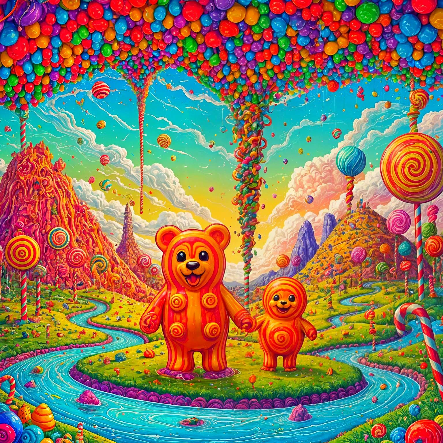 Candyland Dreamscape: Gummy Bear and Jelly Baby Adventure