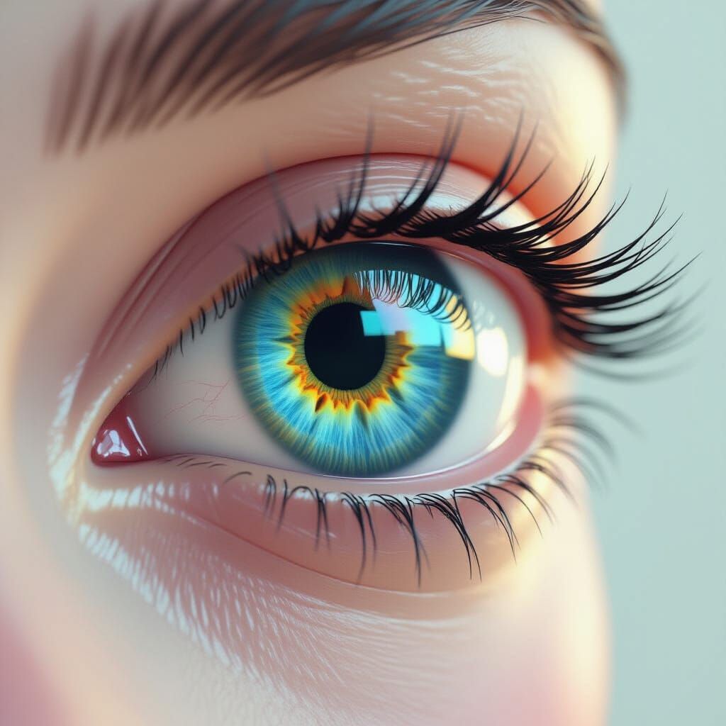 Hyperrealistic Eyes with Iridescent Iris in Digital Art Styl...