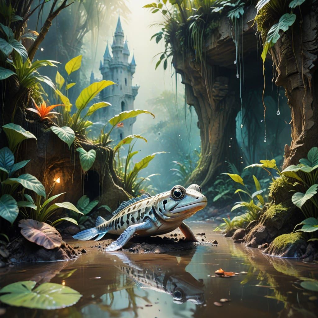 Mudskipper in Mud Castle Under Jungle Canopy