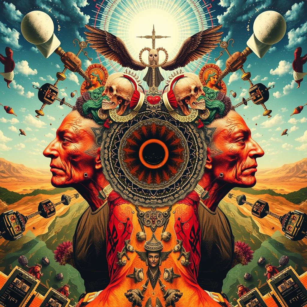 Surreal Occult Iconography in Kaleidoscope Collage Style