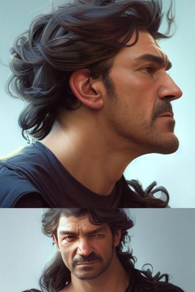 Detailed Portrait with Dynamic Lighting in Digital Art Style