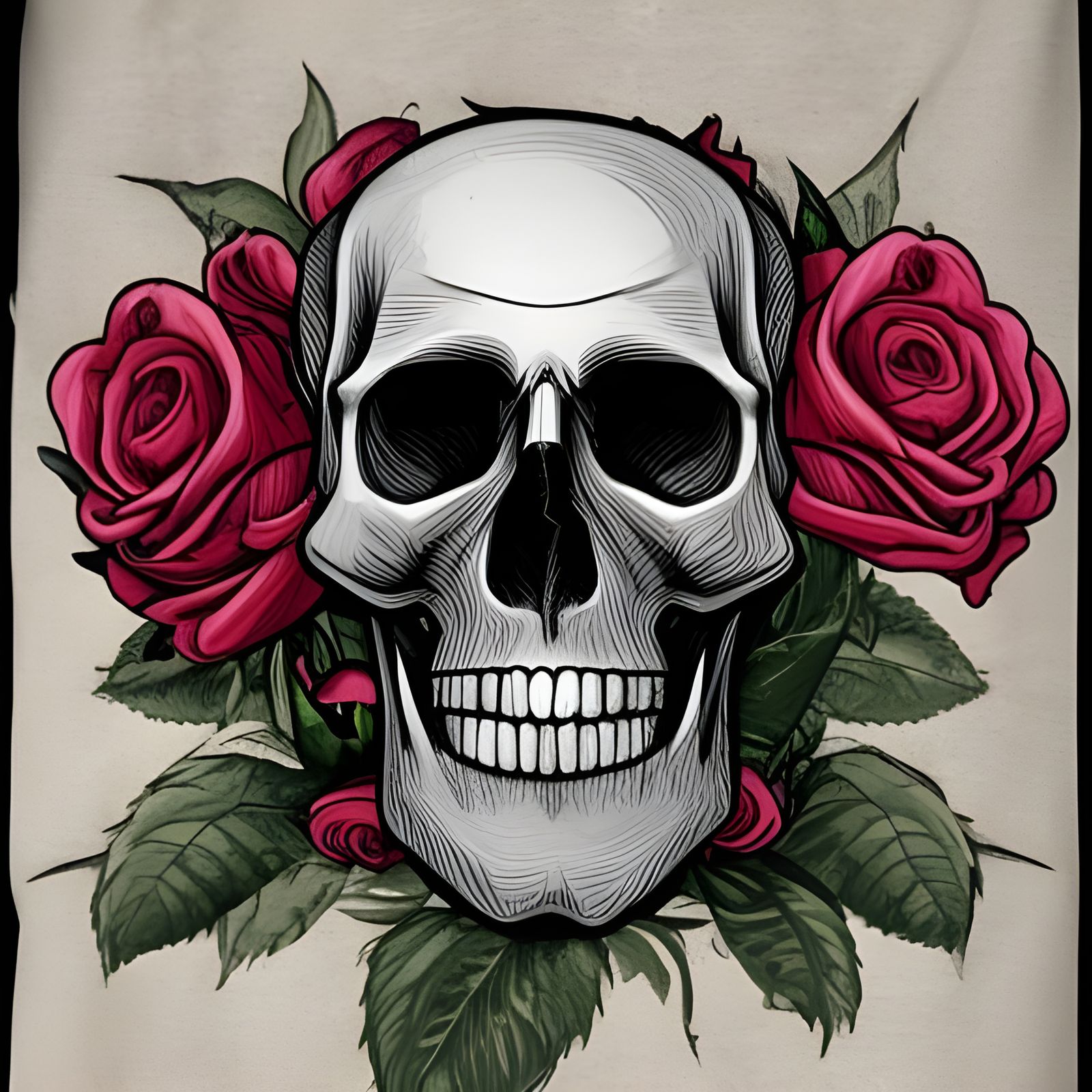 Skull and Roses Still Life