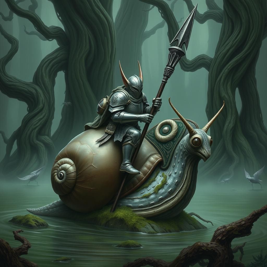 Armored Elf Knight on Armored Snail