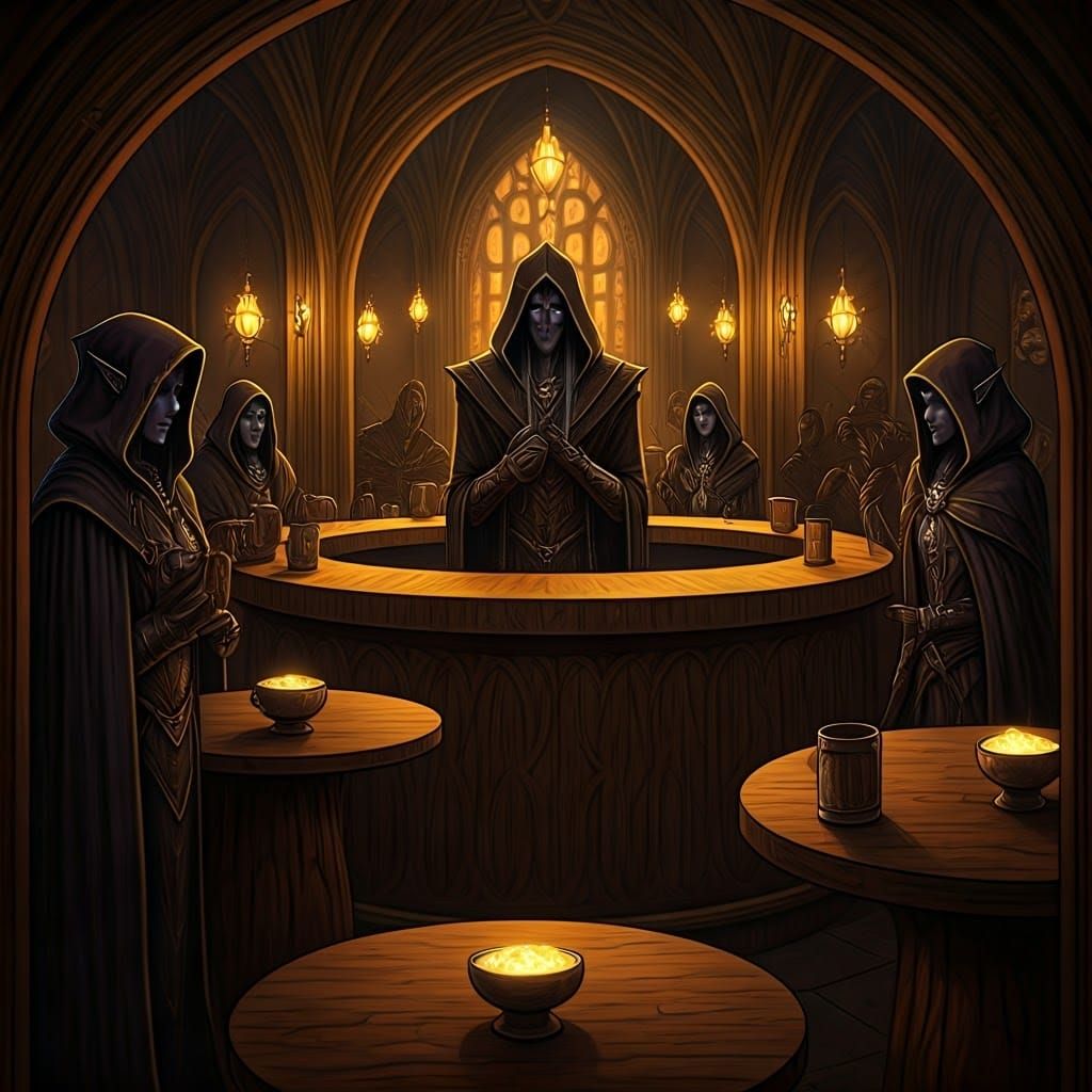 Dark Elf Tavern Scene in a Fantasy Style