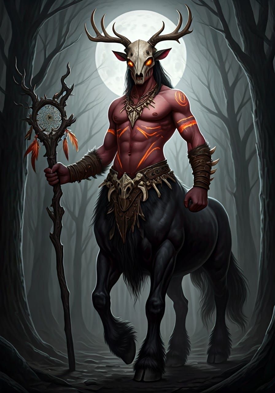 Fantasy Centaur Shaman in Black Forest