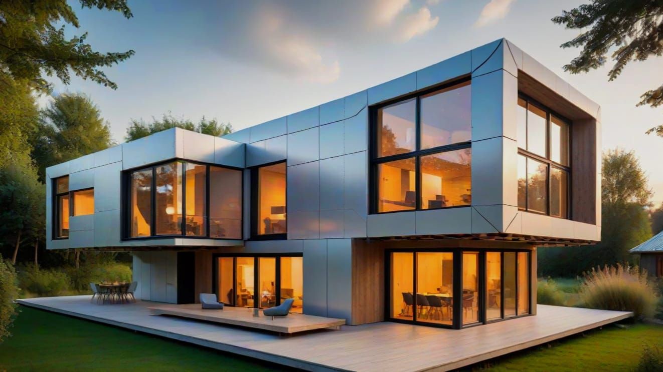 Futuristic Architecture of a House Composed of Prefabricated...